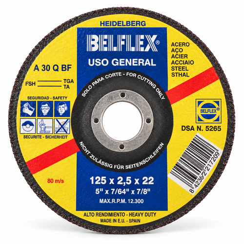 Disco de corte Belflex Uso General 125 × 2,5 × 22 mm A30Q-BF – acero