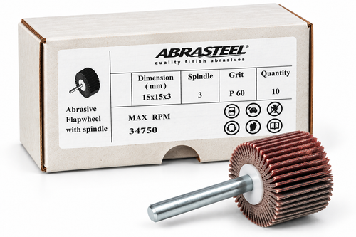Mini discos de láminas con vástago Abrasteel – de 15 a 50 mm – grano P60 y P80 – por cajas