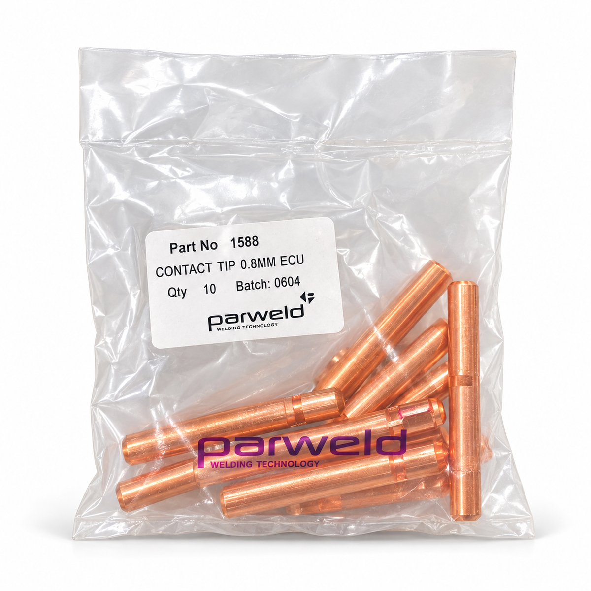 Bolsa de 10 puntas de contacto Parweld 1588 de 0,8 mm