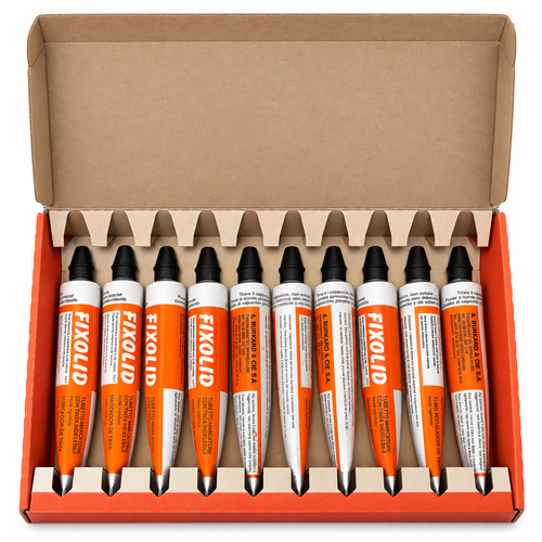 Marcador de tinta indeleble Fixolid negro y blanco – tubo marcador – unidad o caja 10 uds