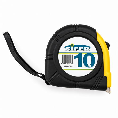 Flexómetro Sifer BM1025 10 m × 25 mm con forro de caucho
