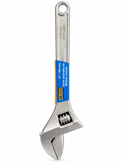 Llave inglesa ajustable ALYCO 12" (300 mm) – moleta central – cromo-vanadio