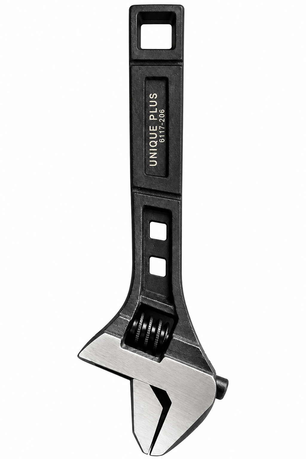 Llave inglesa ajustable Unique Plus negra de mordaza ancha
