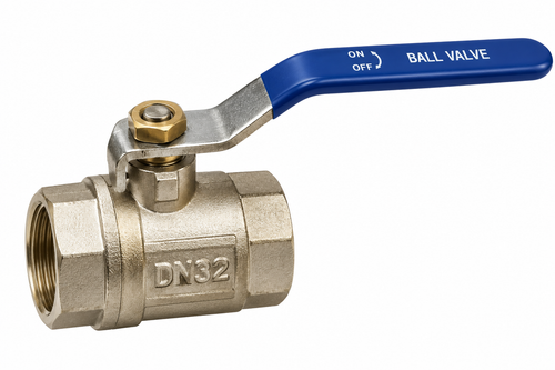 Válvula de bola de latón 1 1/4" (DN32) hembra-hembra – palanca azul