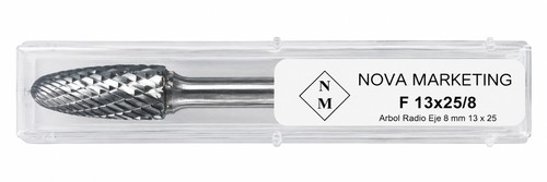 Fresa rotativa metal duro forma F ojival Ø13 × 25 mm – vástago 8 mm – Nova Marketing