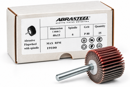 Caja de 25 mini discos de láminas Abrasteel 40x15 mm con vástago de 6 mm, grano P80