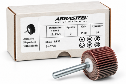 Caja de 10 mini discos de láminas Abrasteel 15x15 mm con vástago de 3 mm, grano P60