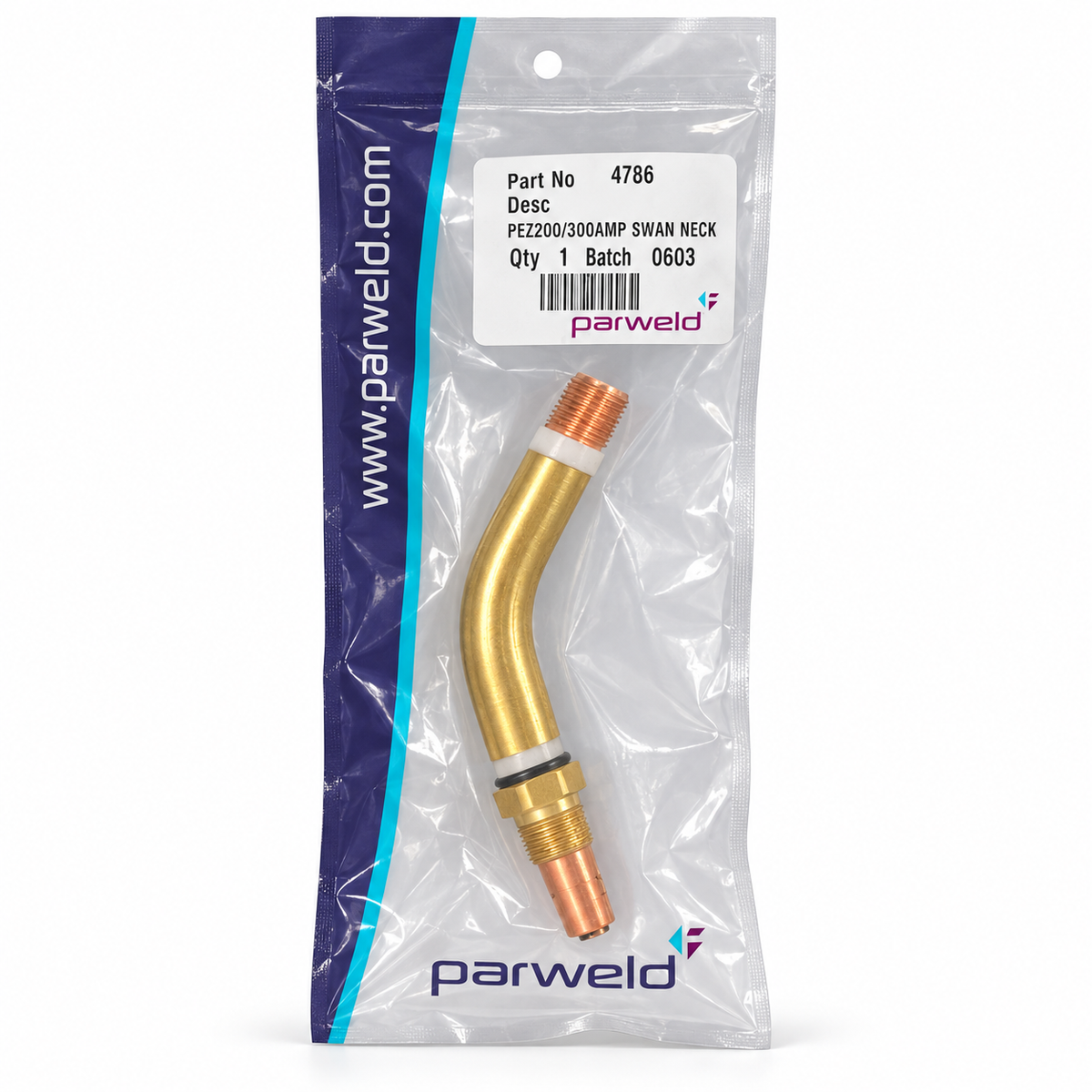 Cuello de cisne Parweld 4786 PEZ 200/300 A en su bolsa