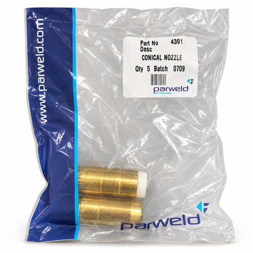 Tobera de latón Parweld 4391 – 300 A tipo Bernard 5/8" – Bolsa 5 uds