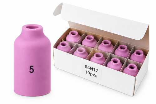 Boquilla cerámica TIG nº 5 con lente de gas 54N17 – caja 10 uds – antorchas WP-17/18/26