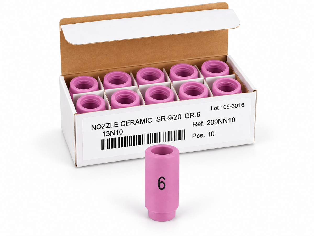 Boquilla cerámica TIG nº 6 13N10, caja de 10 unidades