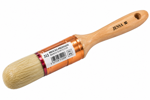 Brocha redonda prensada JENSA 312 nº 8 – mango de madera barnizado