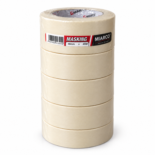Cinta de carrocero Miarco Masking 48 mm × 45 m – pack 5 rollos o rollo suelto