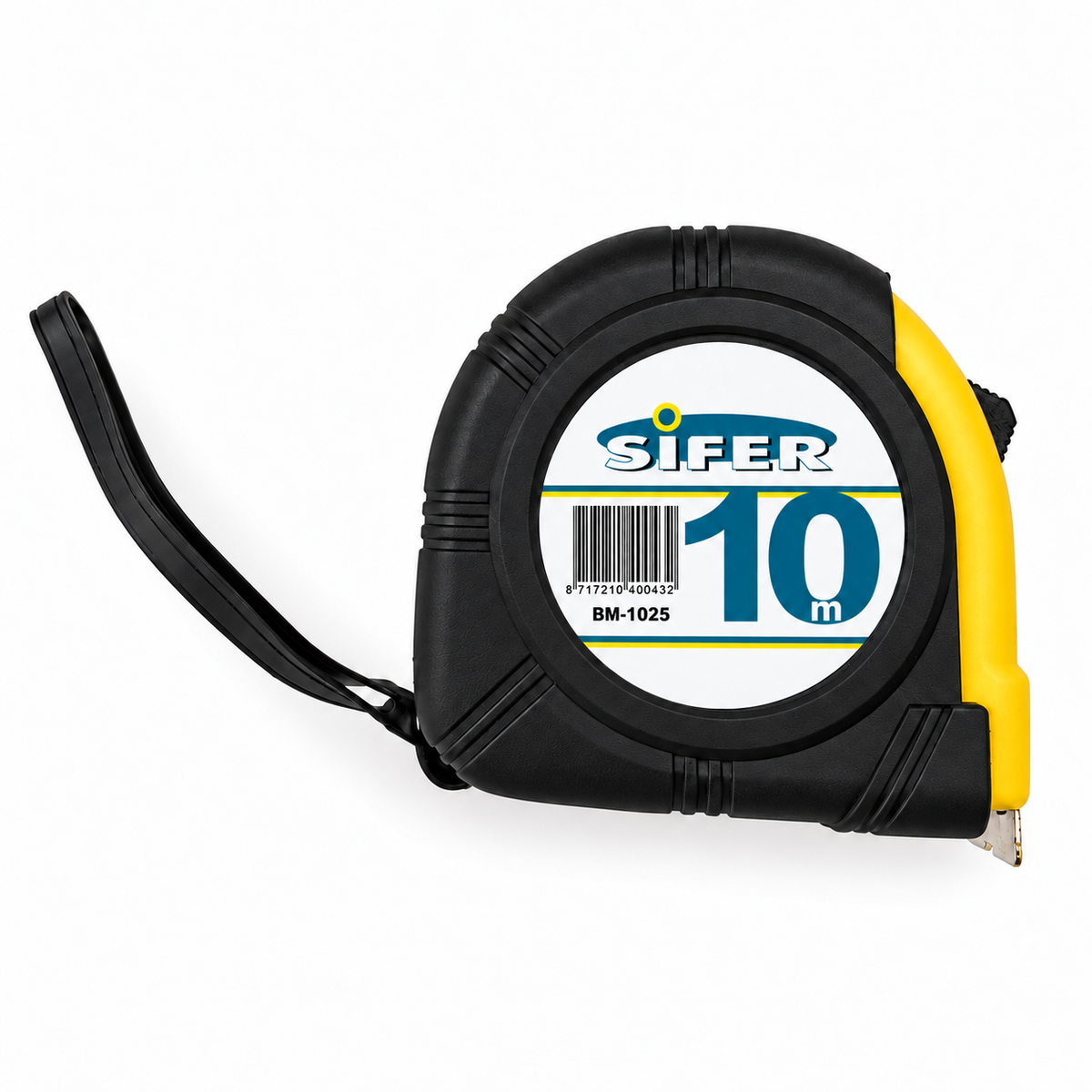 Flexómetro Sifer BM1025 de 10 m × 25 mm con forro de caucho