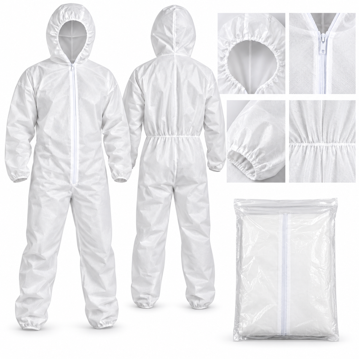 Mono desechable blanco UNIK PLYCBC con capucha