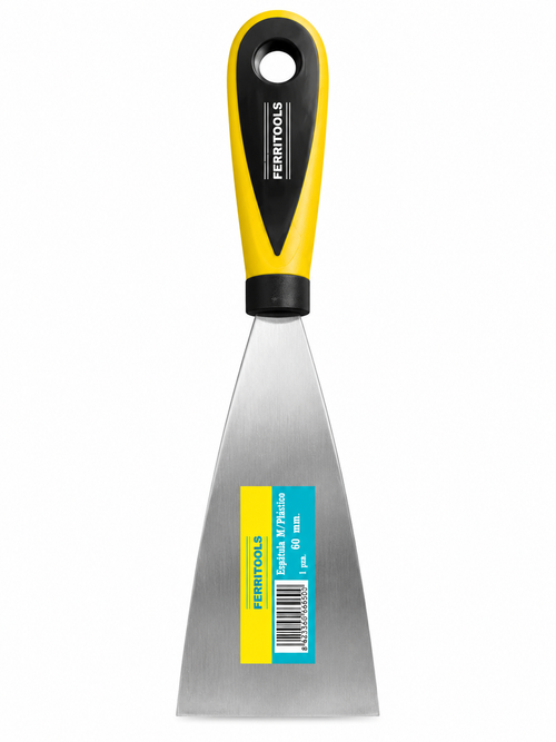 Espátula de pintor Ferritools 60 mm – hoja de acero inoxidable – mango bimaterial