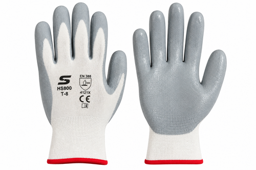 Guantes de trabajo de nitrilo gris HS800 – EN 388 4121X