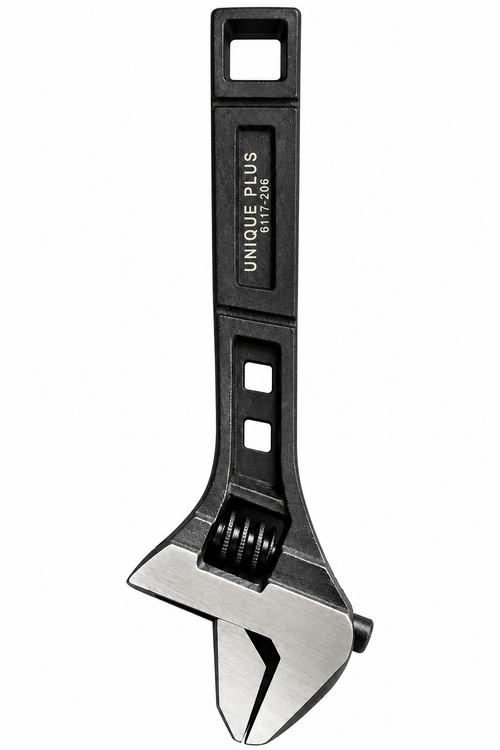 Llave inglesa ajustable Unique Plus 8" (200 mm) – mordaza ancha – acabado negro