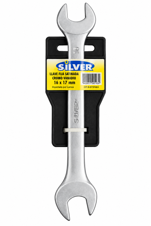 Llave fija de boca abierta SILVER 16 x 17 mm – cromo vanadio – satinada