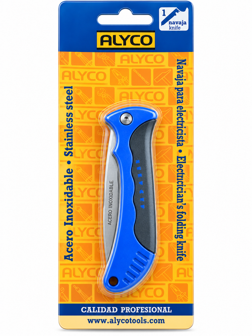 Navaja de electricista ALYCO plegable – hoja de acero inoxidable – mango bimaterial