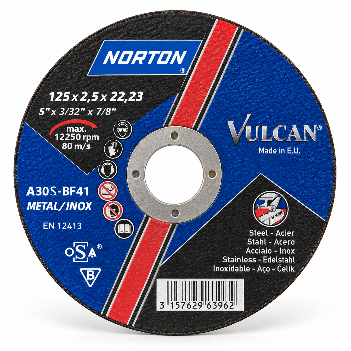Disco de corte Norton Vulcan 125 x 2,5 x 22,23 mm A30S-BF41