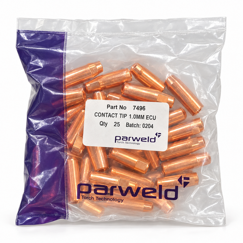 Puntas de contacto Parweld 7496 – 1,0 mm (0,039") corta – Bolsa 25 uds