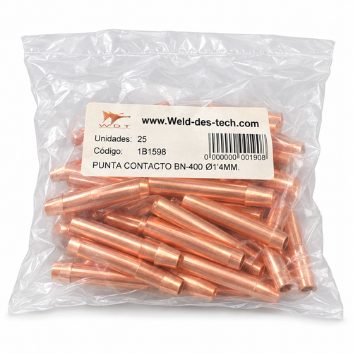 Puntas de contacto WDT 1B1598 BN-400 – 1,4 mm larga – Bolsa 25 uds