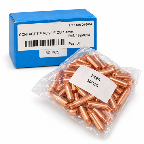 Puntas de contacto M6×28 E-Cu 1,4 mm – Ref. 199M614 – Caja 50 uds
