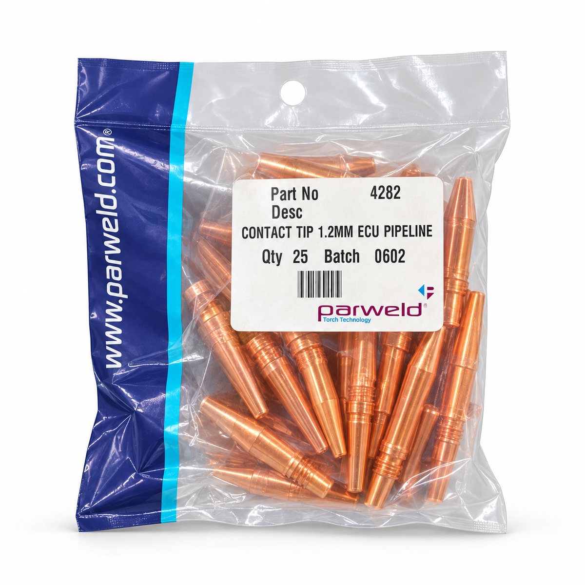 Bolsa de 25 puntas de contacto Parweld 4282 Pipeline de 1,2 mm