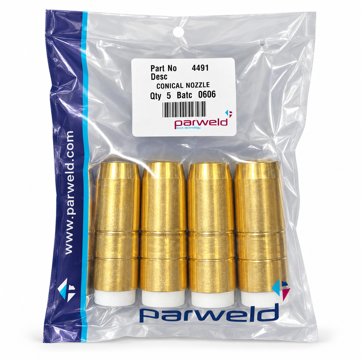 Bolsa de 5 toberas de latón Parweld 4491 de 400 A